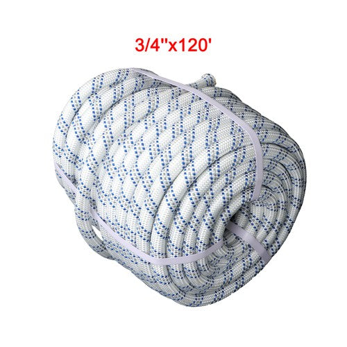Solid Spare 1/2"&3/4" x120' Double Braided Polyester Rope 3200 Lbs Breaking Strength Rigging