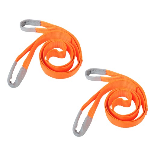 Solid Spare 2 Pack 25000 Pound Capacity 3" x 10 Ft Polyester Lifting Sling Straps - Orange