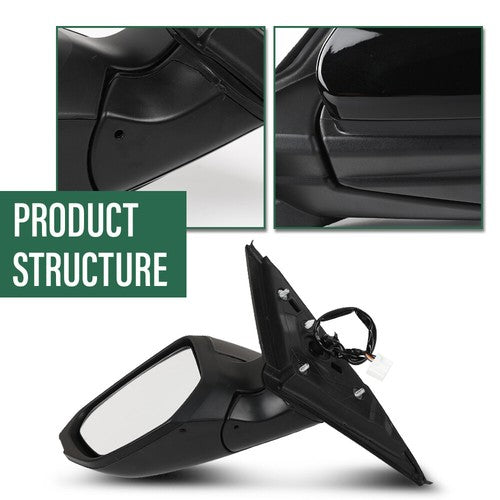 Solid Spare Left Power Mirror Manual Fold Heated w/ 5-Pin Fit For 2016-2021 Honda Civic
