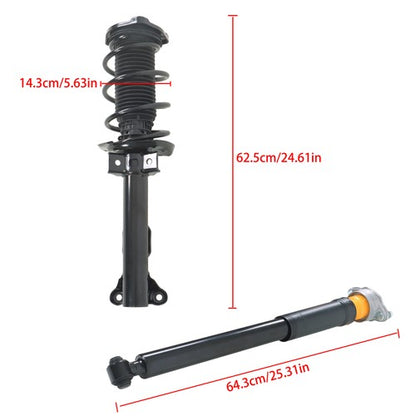 Solid Spare 4PCS Front Complete Struts Rear Shocks For Mercedes E350 2010-2014 RWD 501798019