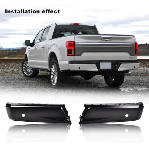 Solid Spare Fit For 2015-2020 Ford F-150 Black Left Right Rear Bumper Ends W/ Park FO1102383
