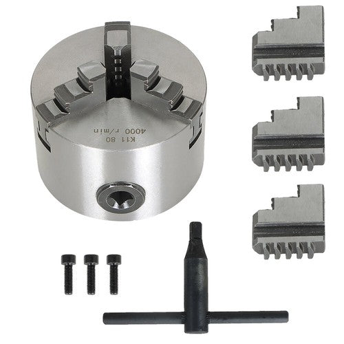 Solid Spare K11-80 Self-centering Lathe Drilling Part 80mm 3 Jaw Lathe Chuck Manual Chuck 3"