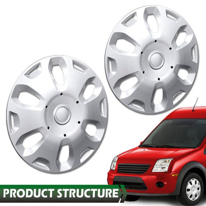 Solid Spare Fit For 10-13 Ford Transit Connect Van 15" Wheel Cover Hubcap Silver 2pcs
