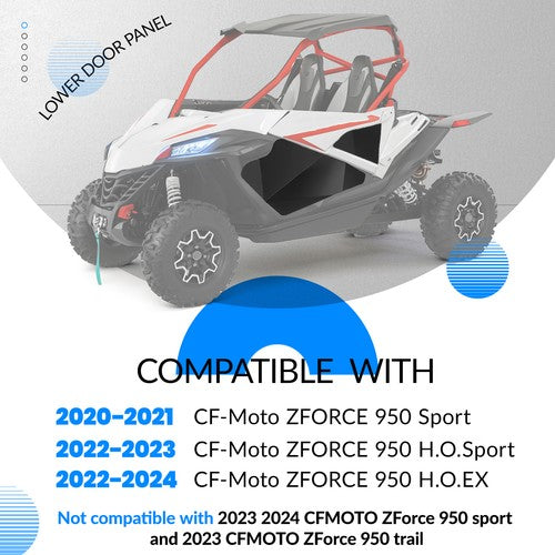 Solid Spare Aluminum Lower Door Half Panel Inserts For 2020-24 2023 CFMOTO ZFORCE 950 Sport