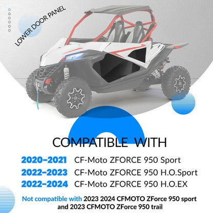 Solid Spare Aluminum Lower Door Half Panel Inserts For 2020-24 2023 CFMOTO ZFORCE 950 Sport