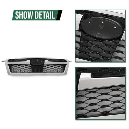 Solid Spare Fit For 2013-2014 Subaru Legacy Front Bumper Upper Grille Grill Black Chrome