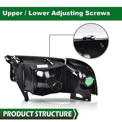Solid Spare Clear Corner Chrome Headlights Assembly Fit For 94-02 Dodge Ram 1500 2500 3500