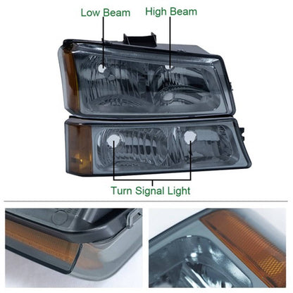 Solid Spare Fit For 03-06 Silverado Headlights + Bumper Signal Lamp + Driving Fog Lights