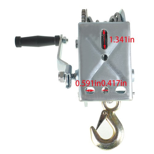 Solid Spare 1600lbs Hand Winch Boat Winch Winch W/10m (32ft) Cable Two-Way Adjustable