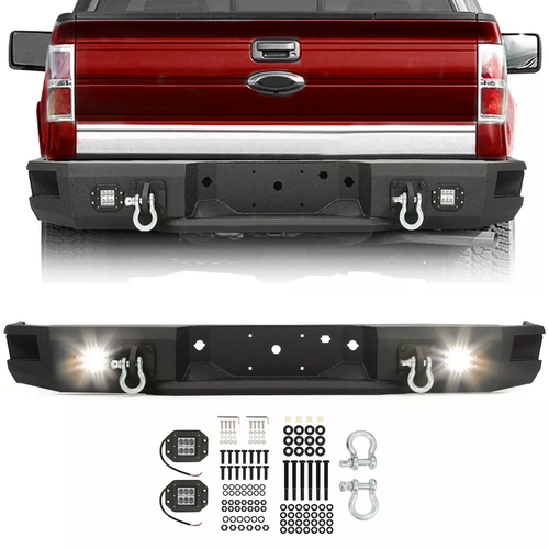 Solid Spare Fit For 2009-2014 Ford F150 Truck Complete Rear Steel Bumper One Piece Textured