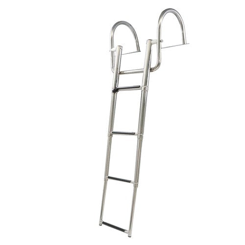 Solid Spare 1PC 4 Step Stainless Steel Telescoping Boat Ladder with Pedal & Hand Railing