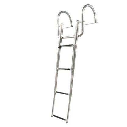 Solid Spare 1PC 4 Step Stainless Steel Telescoping Boat Ladder with Pedal & Hand Railing
