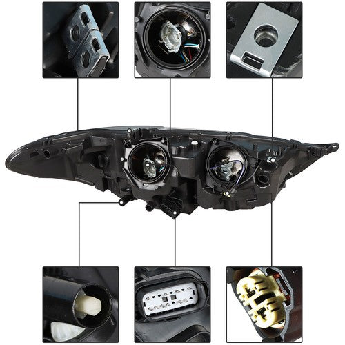 Solid Spare Driver Left Side Headlight Assembly W/LED DRL Chrome For Ford Fusion 2017-2019