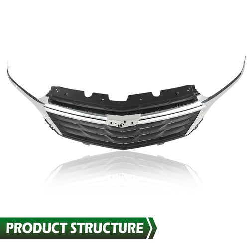 Solid Spare Front Bumper Upper Grille Grill Black Chrome Fit For 2022-2023 Chevrolet Equinox