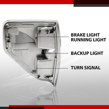 Solid Spare For 2009-2014 Ford F-150 Pickup Truck Rear Tail Lights Brake Lamps Assembly Kit