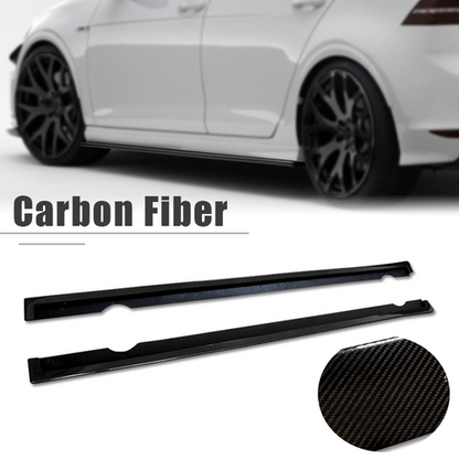 Pair Carbon Fiber Side Skirts Extension For 2013-16 Volkswagen GOLF 7 R VII MK7