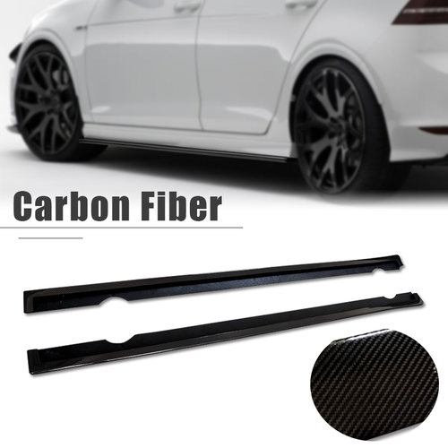 Pair Carbon Fiber Side Skirts Extension For 2013-16 Volkswagen GOLF 7 R VII MK7