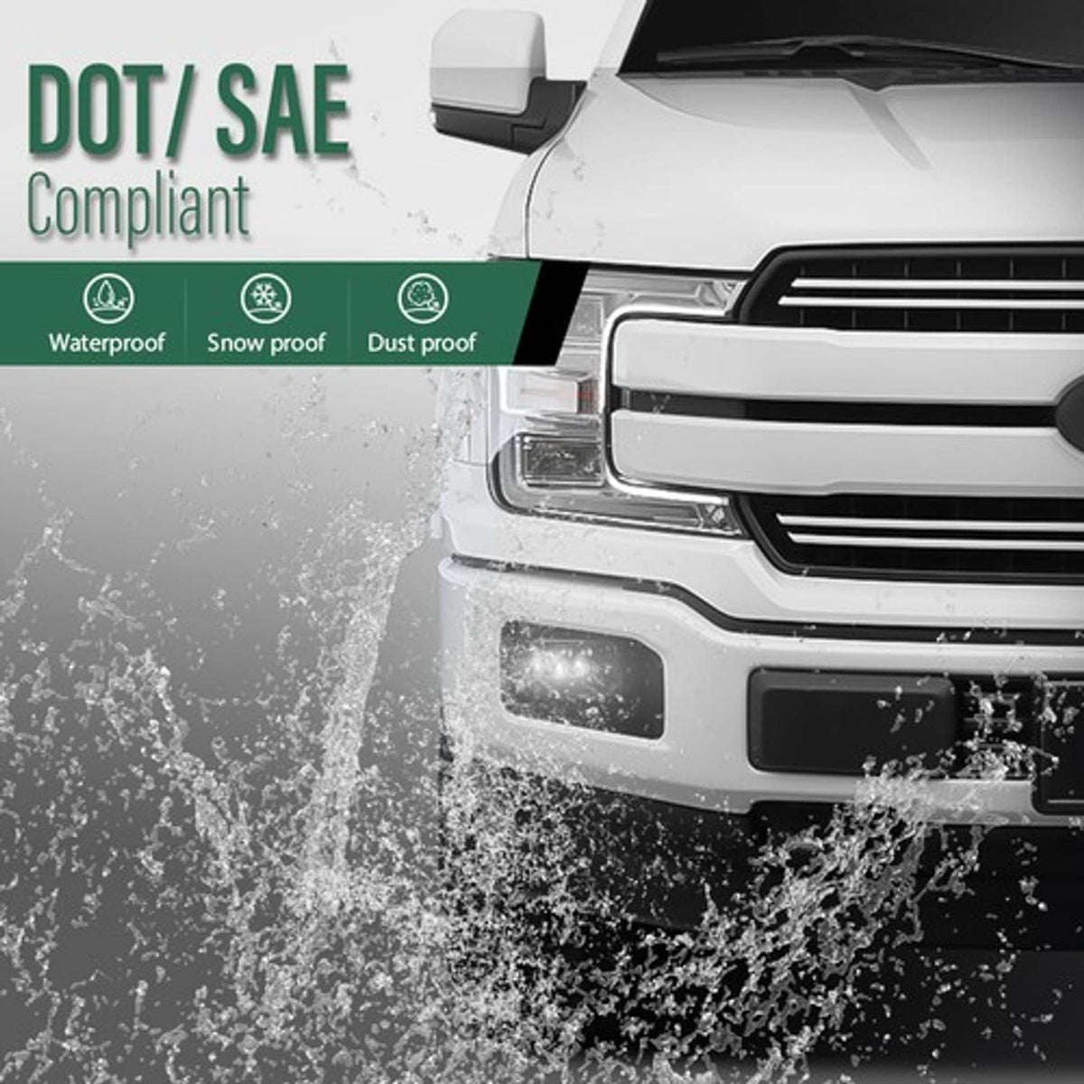 Solid Spare Upgrade LED Fog Lights Fit For 2015-2020 Ford F150 4 Inch LED Fog Light Assembly