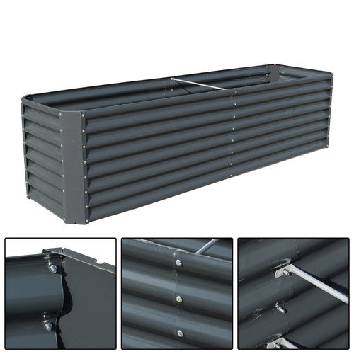 Solid Spare 8x2x2 Ft Metal Raised Garden Beds Metal Planter Box Easy Assembl