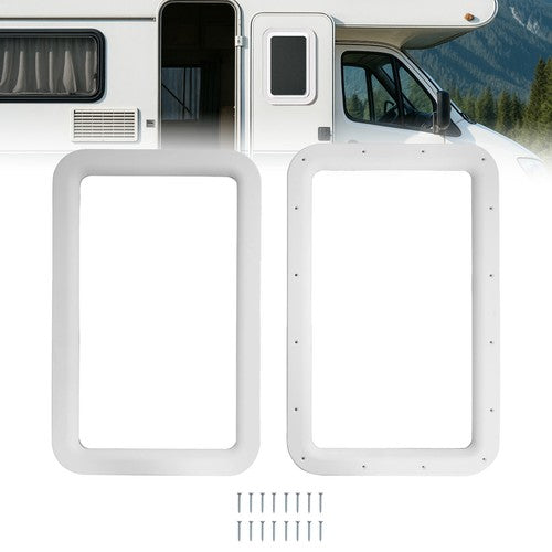 Solid Spare 15.7" x 24.8" White RV Entrance /Entry Door Window Frame For Camper Trailer