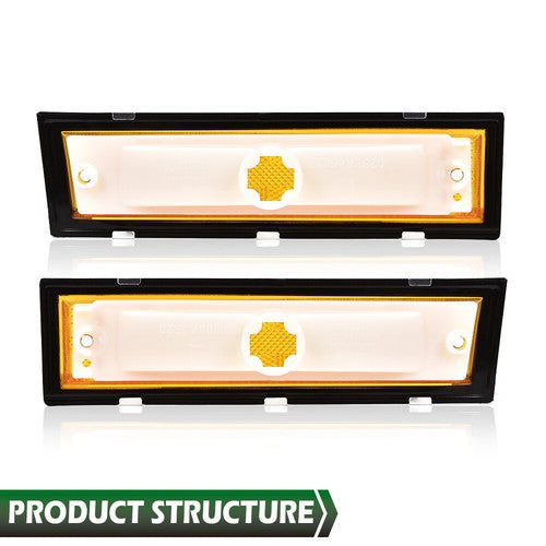 Solid Spare Pair Front Signal Side Marker Lights Amber Fit For 81-91 GMC Chevy Pickup Truck