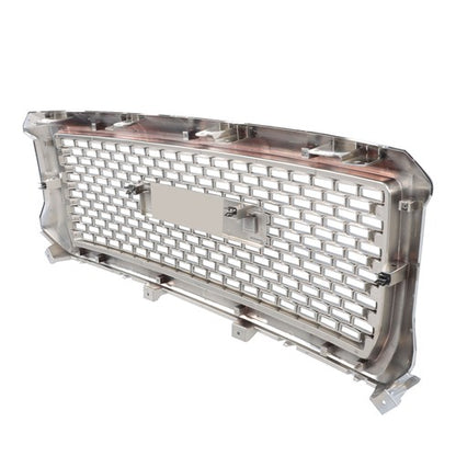 Solid Spare Compatible For GMC Sierra 1500 2014-2015 Chrome Front Bumper Center Mesh Grille