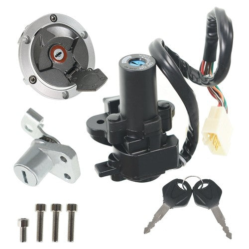 Solid Spare New Ignition Switch Lock Gas Cap Cover Set For Kawasaki Ninja 250R EX250J 08-12