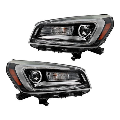 Solid Spare Headlights Halogen W/LED Tube Headlamps For GMC Acadia 2013-2016 2PCS Clear Lens