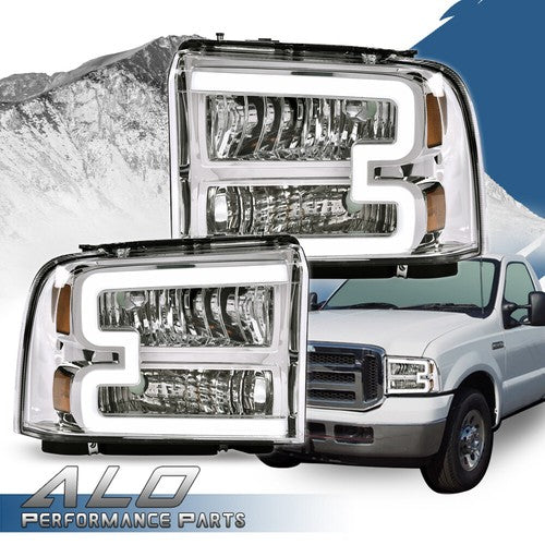 Solid Spare LED DRL Headlights For 2005-2007 Ford F250 F350 F450 F550 Super Duty LH+RH Pair