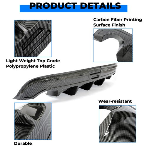 Solid Spare Rear Lower Diffuser Bumper For Nissan Teana Altima 2016-2019 Carbon Fiber Style