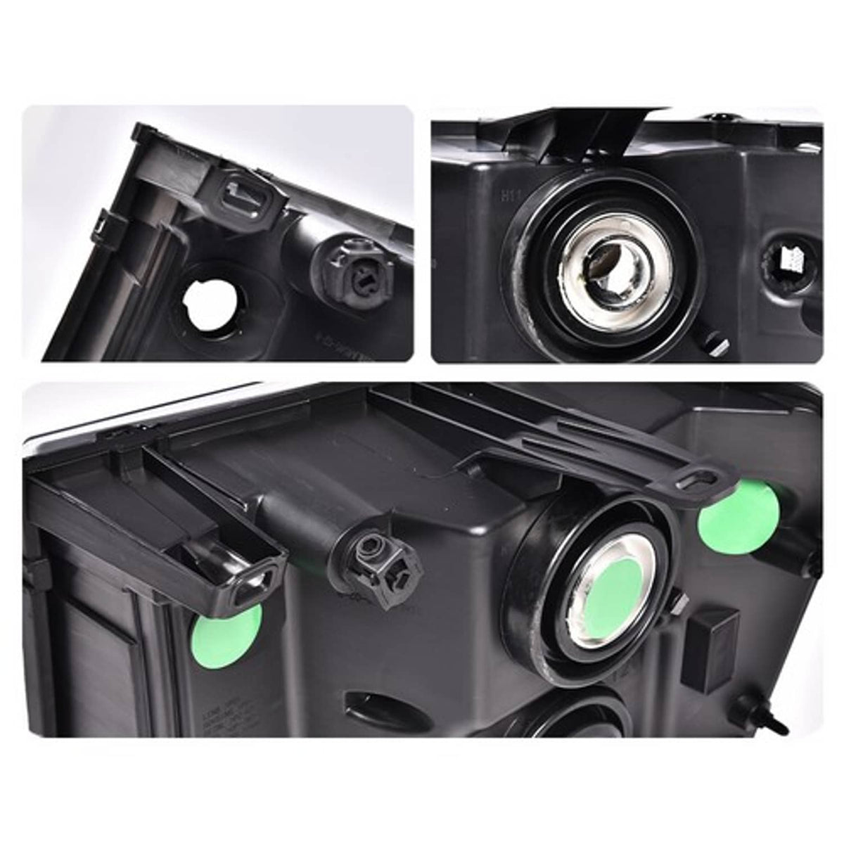 Solid Spare Fit For 2007-2014 GMC Sierra 1500 2500 3500 Black/Clear Headlight Head Lamps