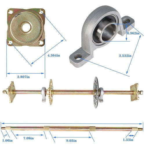 Solid Spare US Go Kart ATV Live Rear Axle Kit + Brake Assembly +Sprocket Hub Drift Trike 32"