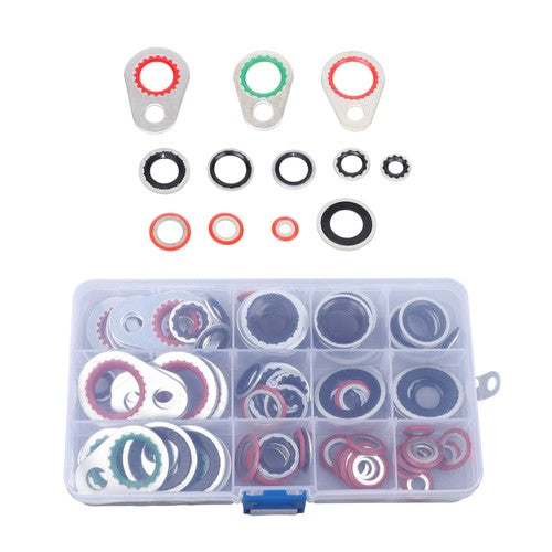 Solid Spare 95-Piece Premium A/C Compressor Gasket Seal Kit with 12 Different Sizes Included
