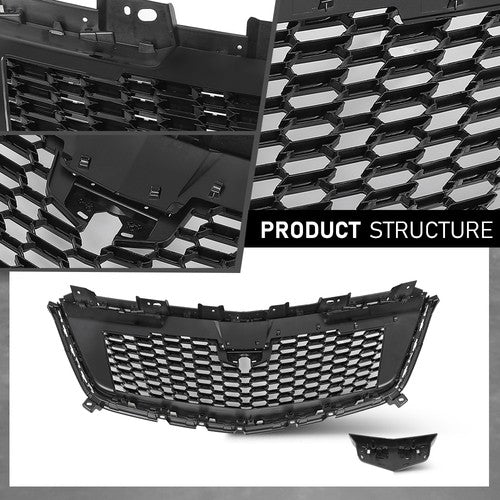 Solid Spare Front Bumper Grille Upper Grill Gloss Black Fit For 2017-2021 Cadillac XT5