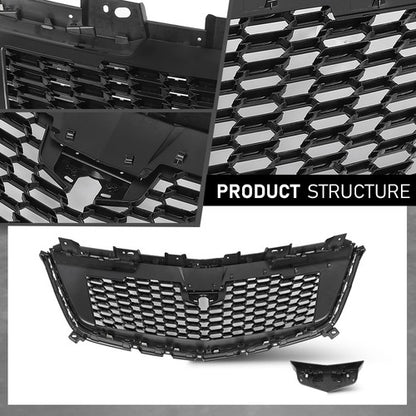 Solid Spare Front Bumper Grille Upper Grill Gloss Black Fit For 2017-2021 Cadillac XT5