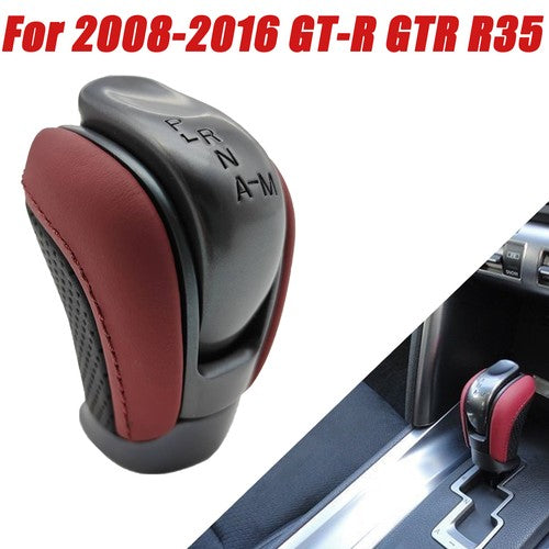 For 2008 2009 2010-2016 GT-R GTR R35 SHIFTER SHIFT LEVER KNOB RED BLACK LEATHER