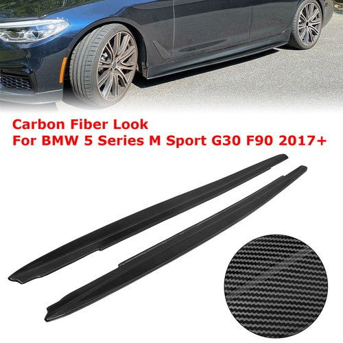 Solid Spare Carbon Fiber Color Side Skirts Extension For BMW 5 Series G30 G31 F90 M5 2017+