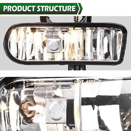 Solid Spare Fit For 99-02 GMC Sierra 00-06 Yukon Clear Front Bumper Fog Lights Driving Lamps