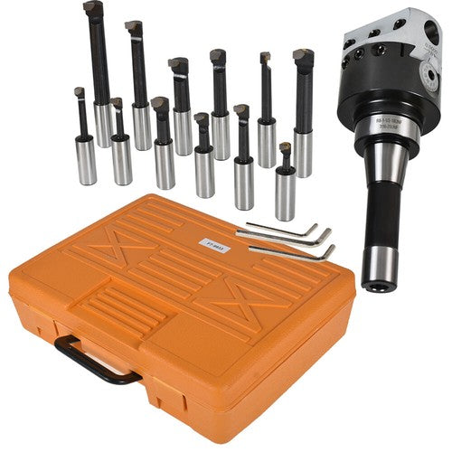Solid Spare 3 Inch Precision Boring Head W/ R8 Shank 12 Pcs 3/4" Carbide Boring Bars Set