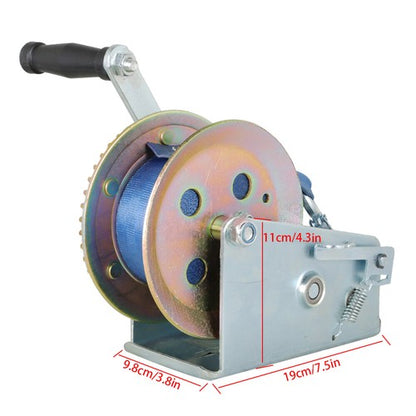 Solid Spare 3500lbs Hand Winch Boat Trailer Winch Crank With 10m (32ft) Strap Winch
