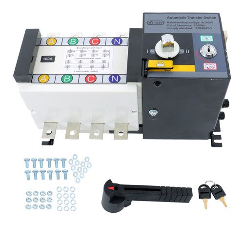 Solid Spare 1Pack ATS Automatic Transfer Switch 160A 4 Poles Grid to AC Generator 110V 220V