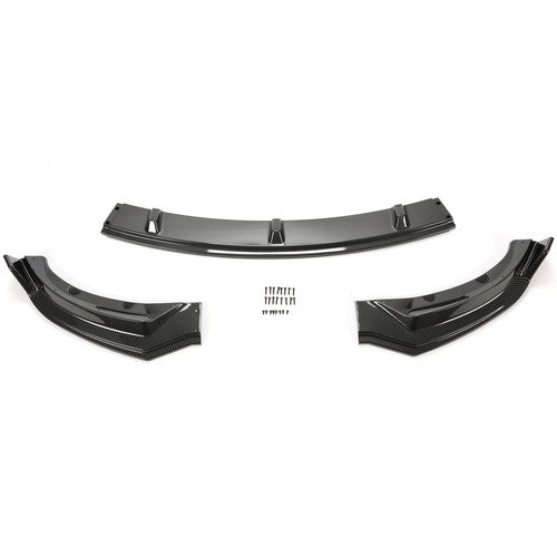 Solid Spare Front Bumper Body Lip Set For 2017-2023 Tesla Model 3 Carbon Style Splitter 3Pcs