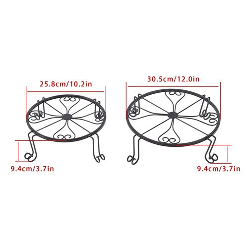Solid Spare 2 Pack 10" 12" Rustproof Black Metal Plant Stands Flower Planter Pot Stand Round