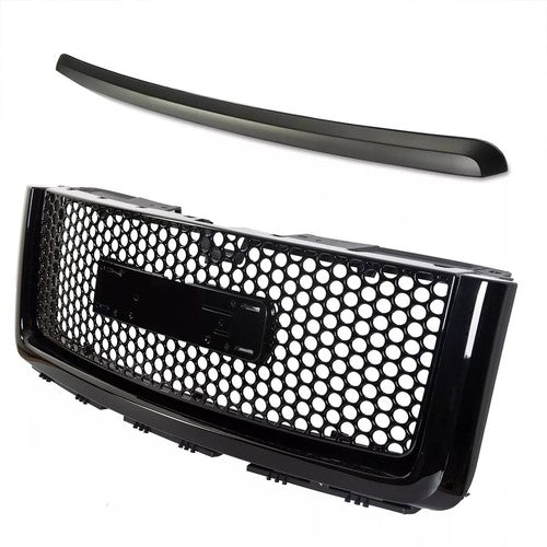 Solid Spare For 2007-2013 GMC Sierra 1500 Denali Pickup Upper Grille Hood Molding Trim Black
