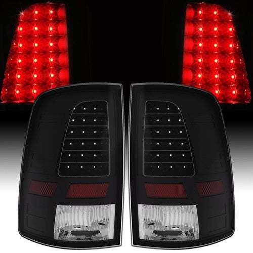 Solid Spare For 2009-2018 Dodge Ram 1500 2500 3500 LED Black Tail Lights Brake Lamps A Pair