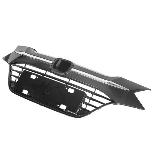 Solid Spare Front Upper Black Grille Grill W/Chrome Trim For Honda HR-V HRV 2016 2017 2018