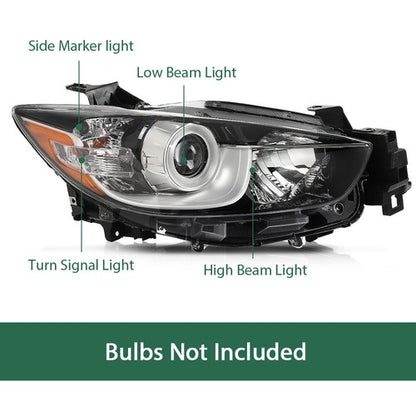 Solid Spare Pair Headlights Clear Lens Fit For 2013-2016 Mazda CX-5 Halogen Headlamps L+R