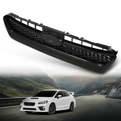 Solid Spare Front Upper Bumper Grille Honeycomb Grill Fit For 2015-2017 Subaru WRX STI