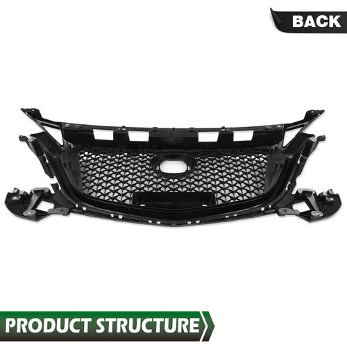 Solid Spare Front Bumper Upper Honeycomb Grille Grill Black Fit For 2017-2018 Mazda 3 Axela