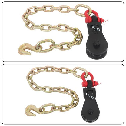 Solid Spare 2Ton 3" Sheave Snatch Block with Swivel Shackle for 3/8" Wire Rope 2ft G70 Chain